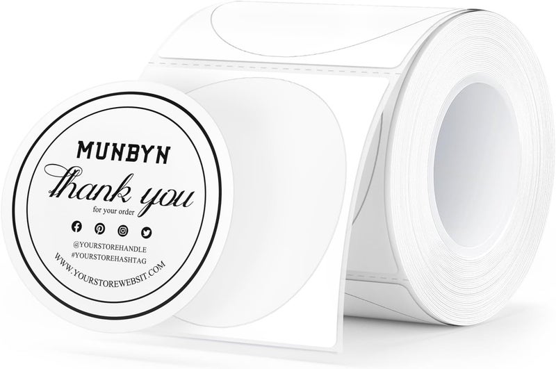 MUNBYN 2 Inch Circle Thermal Sticker Labels, Self-Adhesive Round Direct Thermal Labels for Small Business, 150 Sheets/1 Roll - Image 1